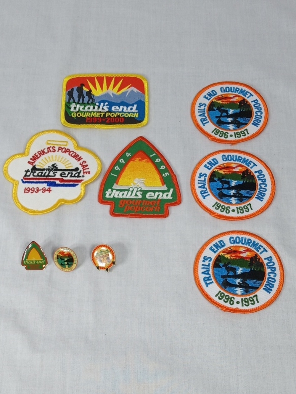 Vintage Boy Scout Patches And Pins Various Years Trails And Gourmet Popcorn New